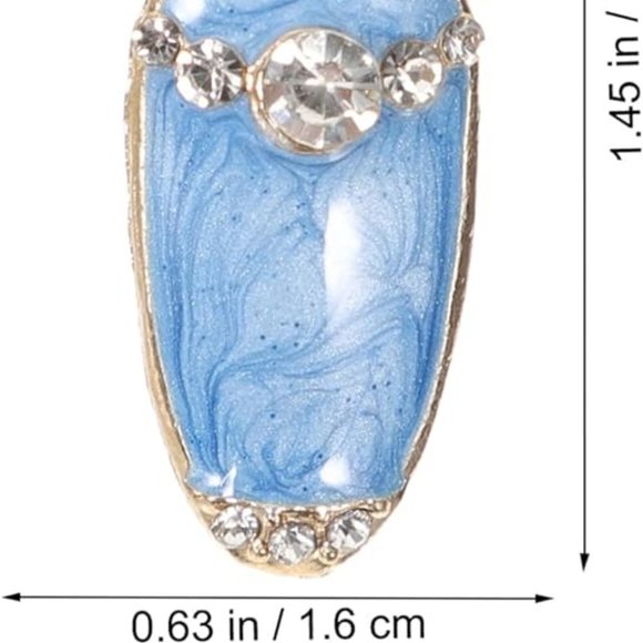 Fingernail Rings Nail Art Flower Crystal Blue Rhinestones Nail Rings Accessory - Picture 5 of 6